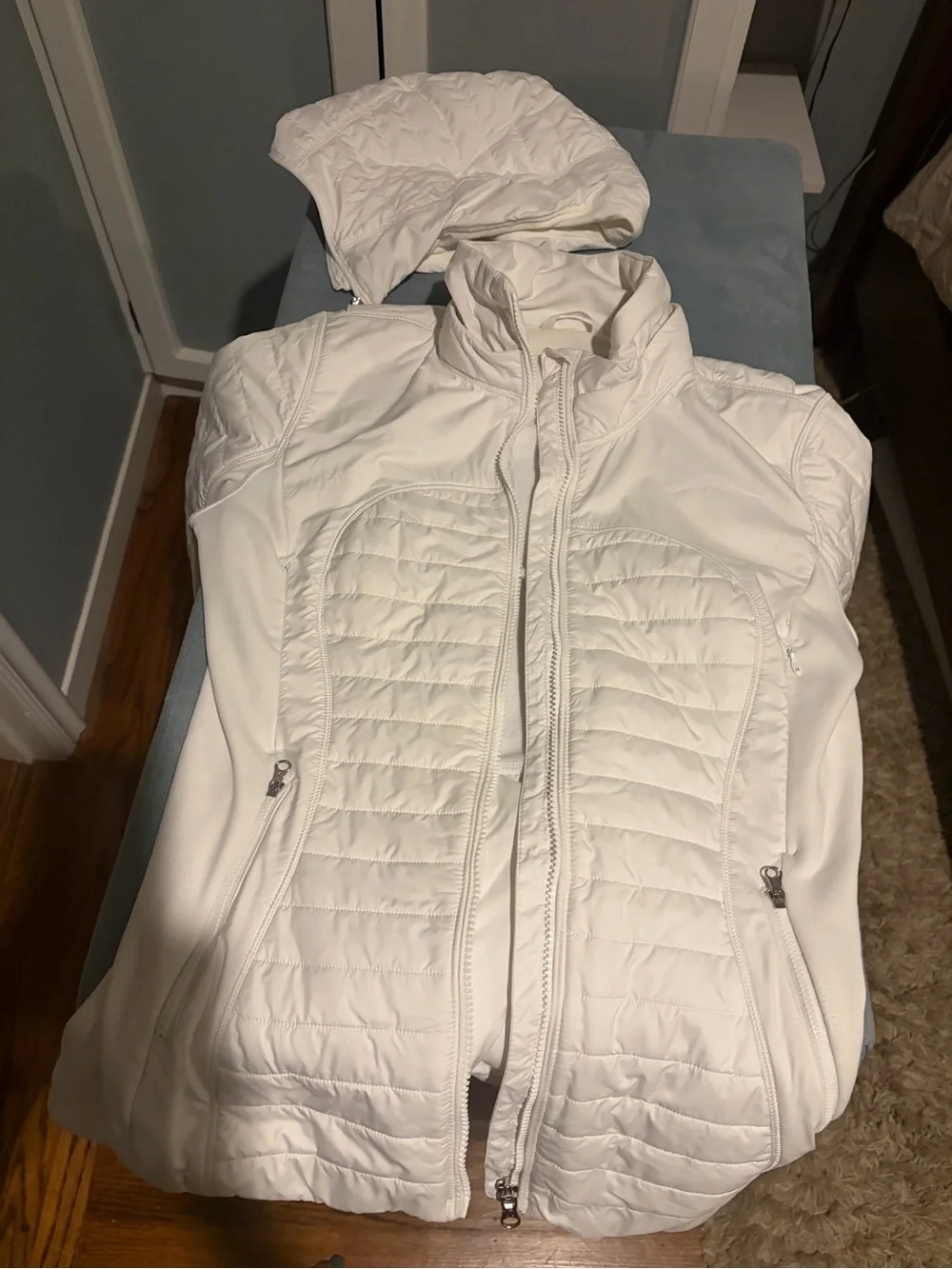 lululemon athletica White Quilted Hybrid Hooded Jacket